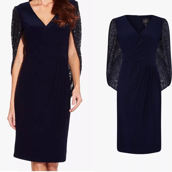 Adrianna Papell draped jersey cocktail dress RARE - Picture 4 of 11